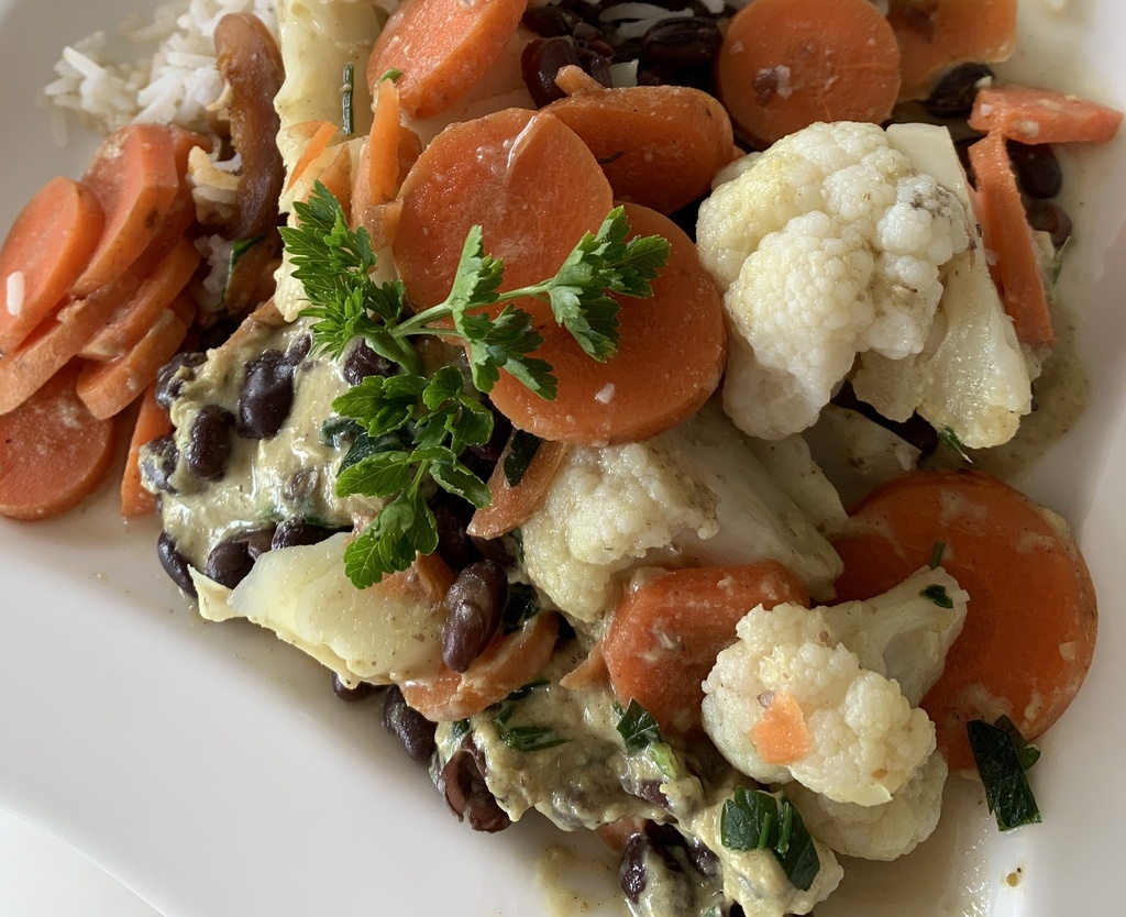 Curry coco de légumes et haricots azukis, riz basmati - Mardi