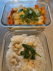 Curry coco de légumes et haricots azukis, riz basmati - Mardi