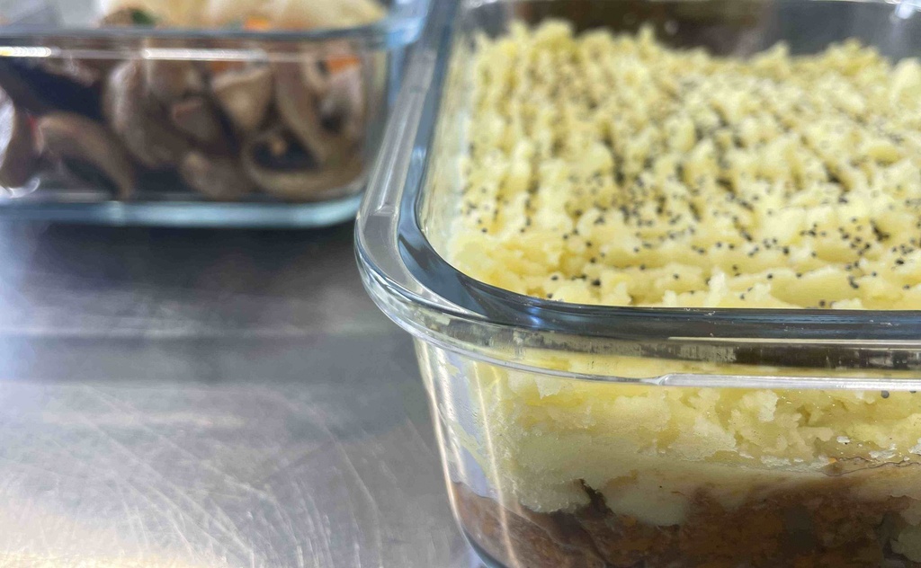 Hachis parmentier à la purée à l'huile d'olive et légume de saison - Mardi