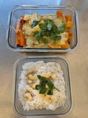 Curry coco de légumes et haricots azukis, riz basmati - Lundi